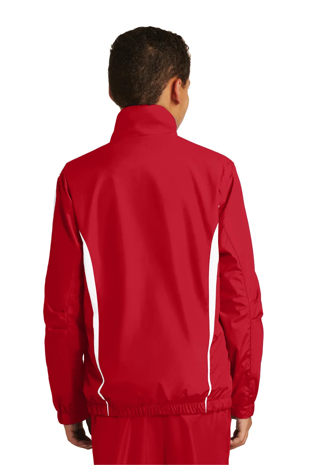 Sport-Tek Youth Water Resistant Full Zip Jacket - True Red/White - Closeout