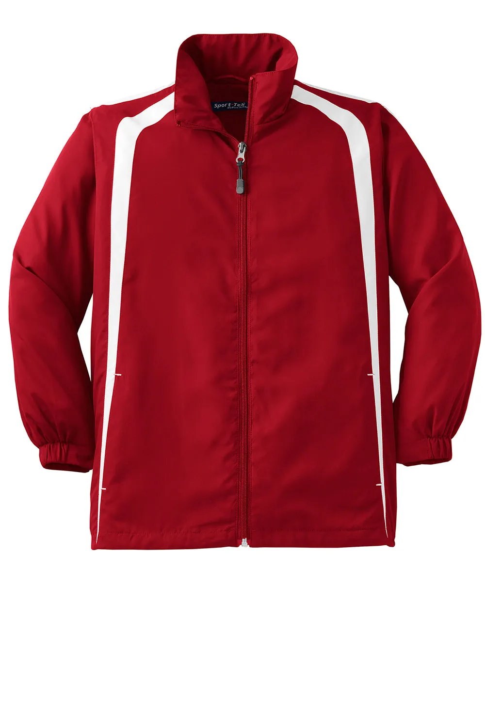 Sport-Tek Youth Water Resistant Full Zip Jacket - True Red/White - Closeout