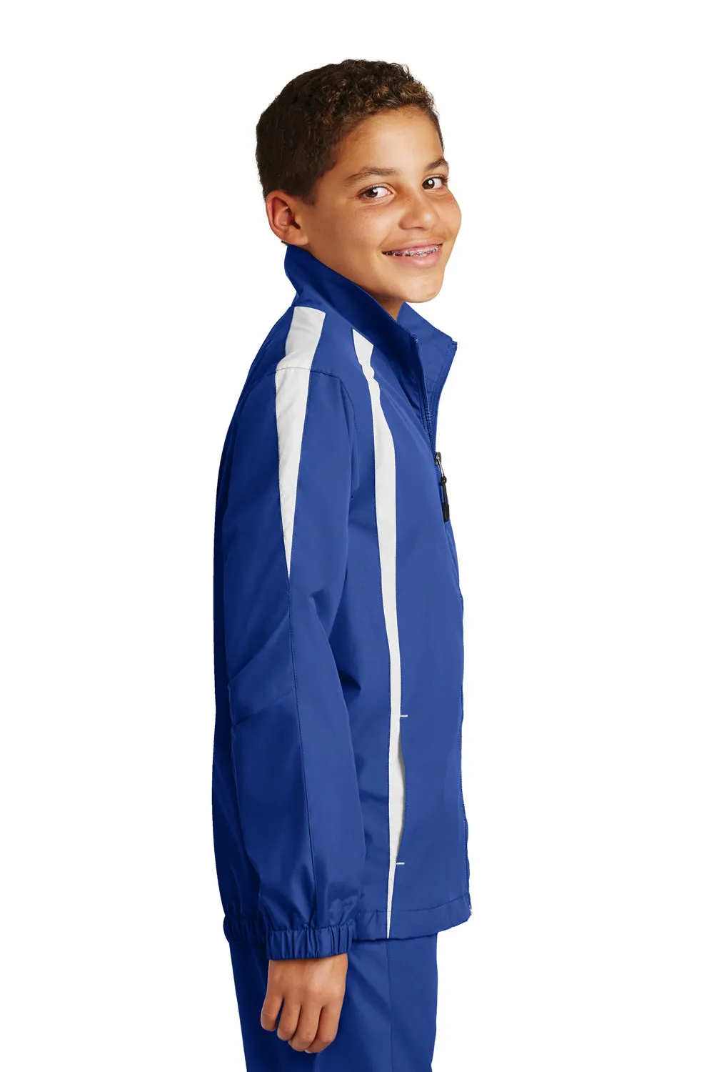 Sport-Tek Youth Water Resistant Full Zip Jacket - True Royal Blue/White