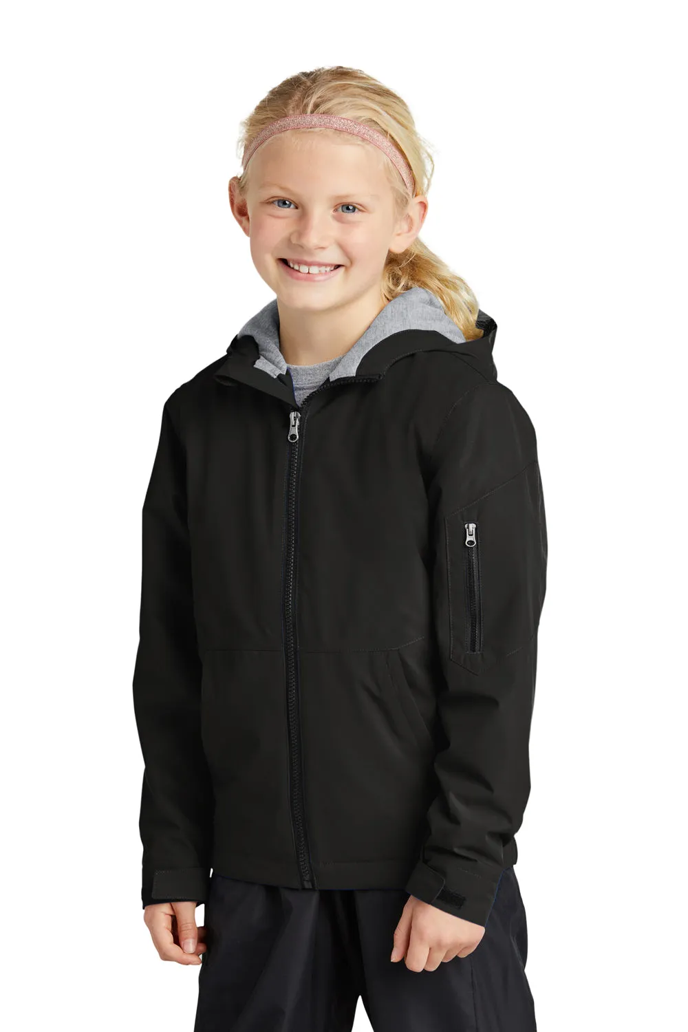 Sport-Tek Youth Waterproof Insulated Full Zip Hooded Jacket - Black