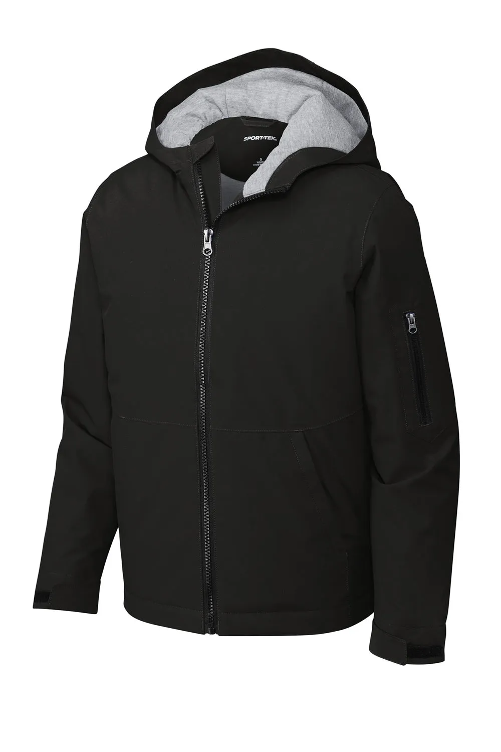 Sport-Tek Youth Waterproof Insulated Full Zip Hooded Jacket - Black