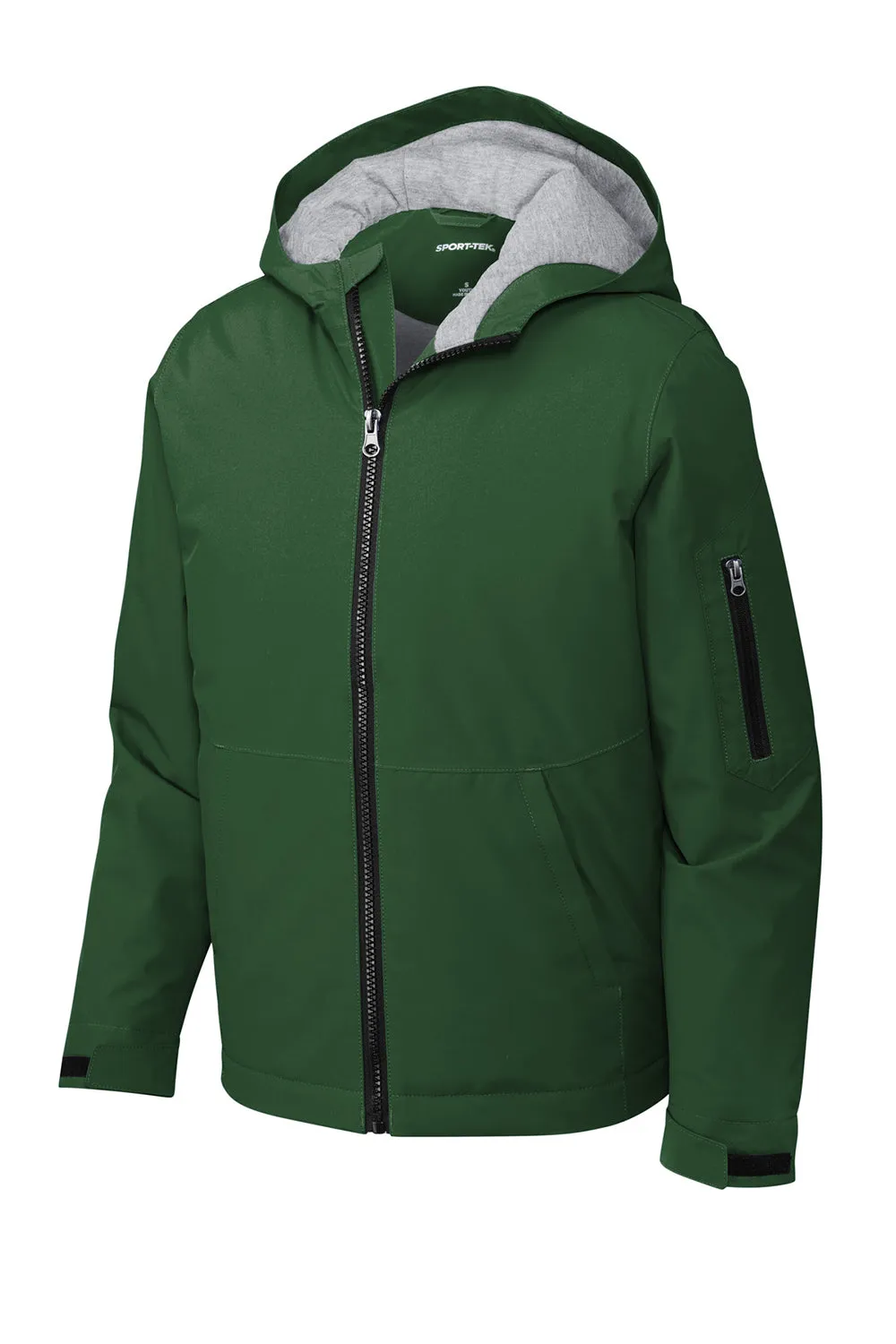 Sport-Tek Youth Waterproof Insulated Full Zip Hooded Jacket - Forest Green