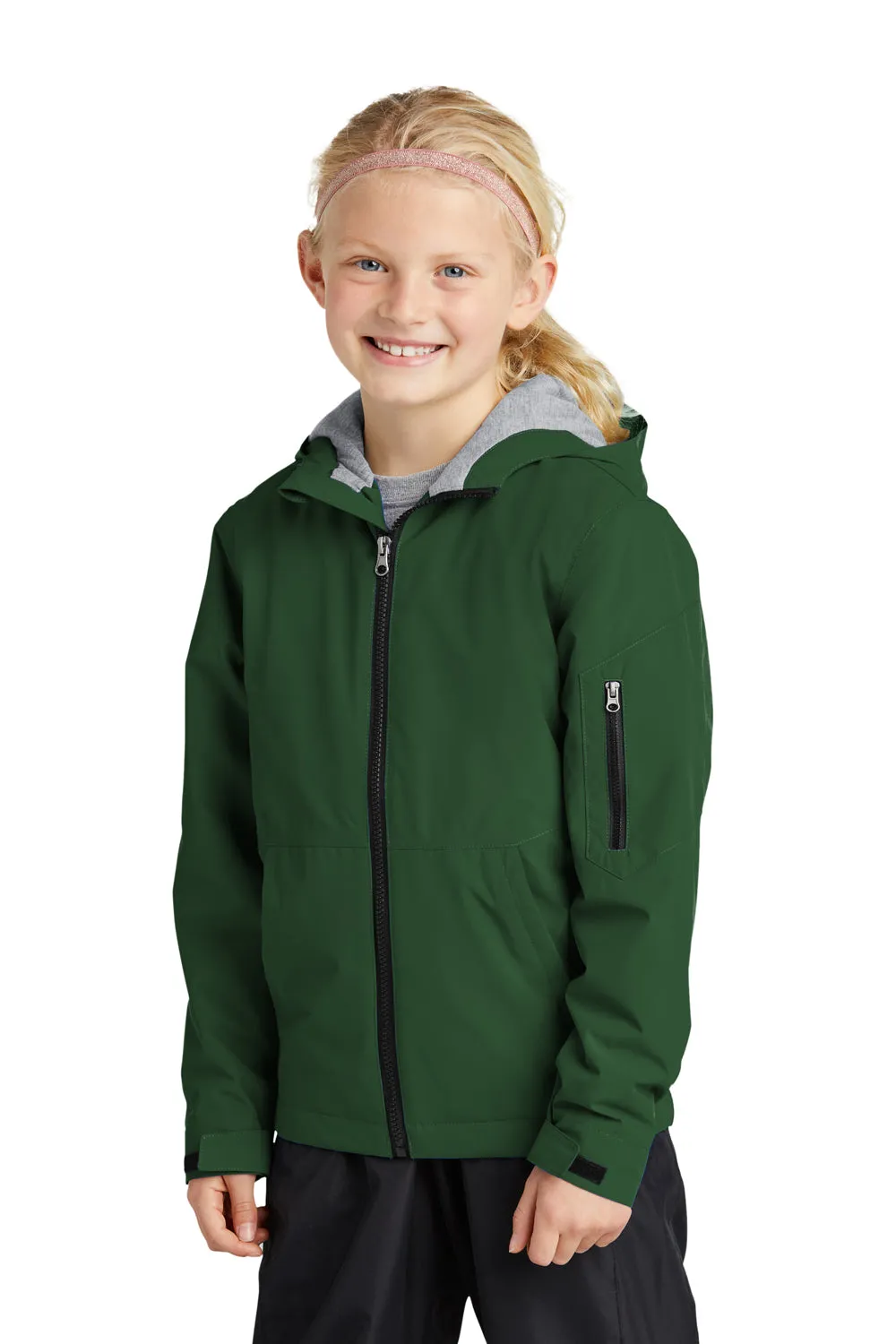Sport-Tek Youth Waterproof Insulated Full Zip Hooded Jacket - Forest Green