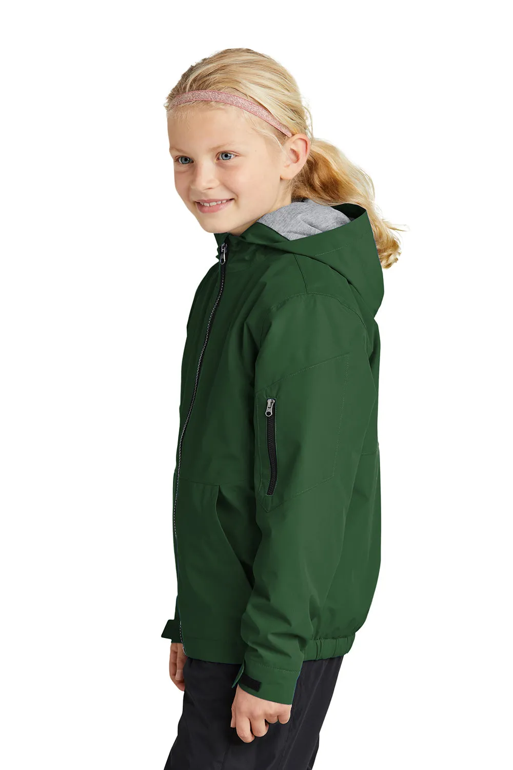 Sport-Tek Youth Waterproof Insulated Full Zip Hooded Jacket - Forest Green