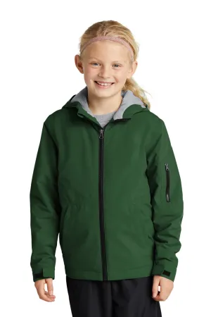 Sport-Tek Youth Waterproof Insulated Full Zip Hooded Jacket - Forest Green