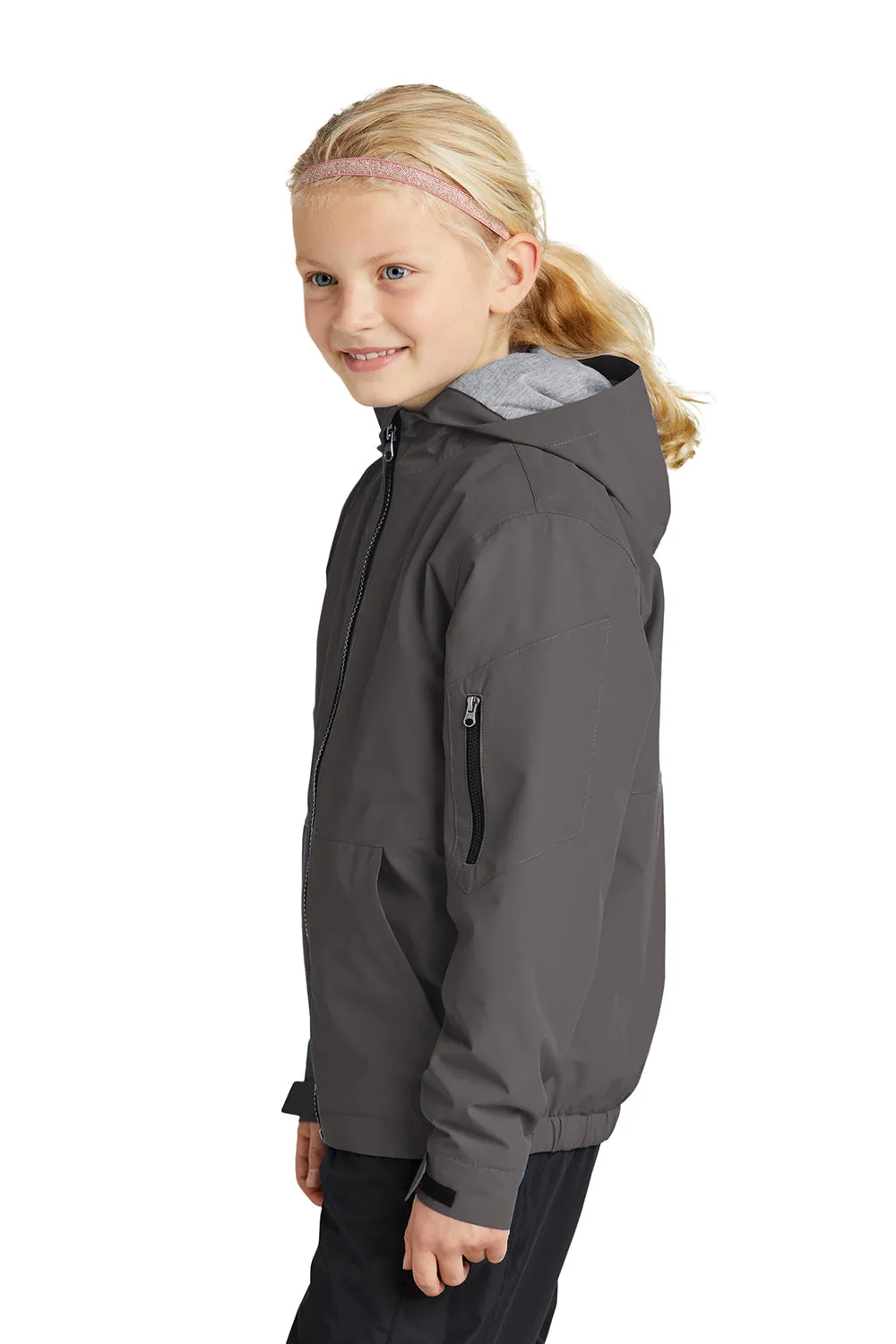 Sport-Tek Youth Waterproof Insulated Full Zip Hooded Jacket - Graphite Grey