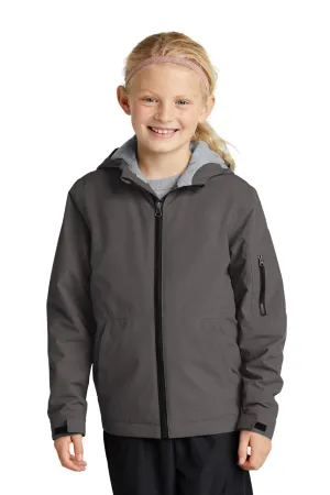 Sport-Tek Youth Waterproof Insulated Full Zip Hooded Jacket - Graphite Grey