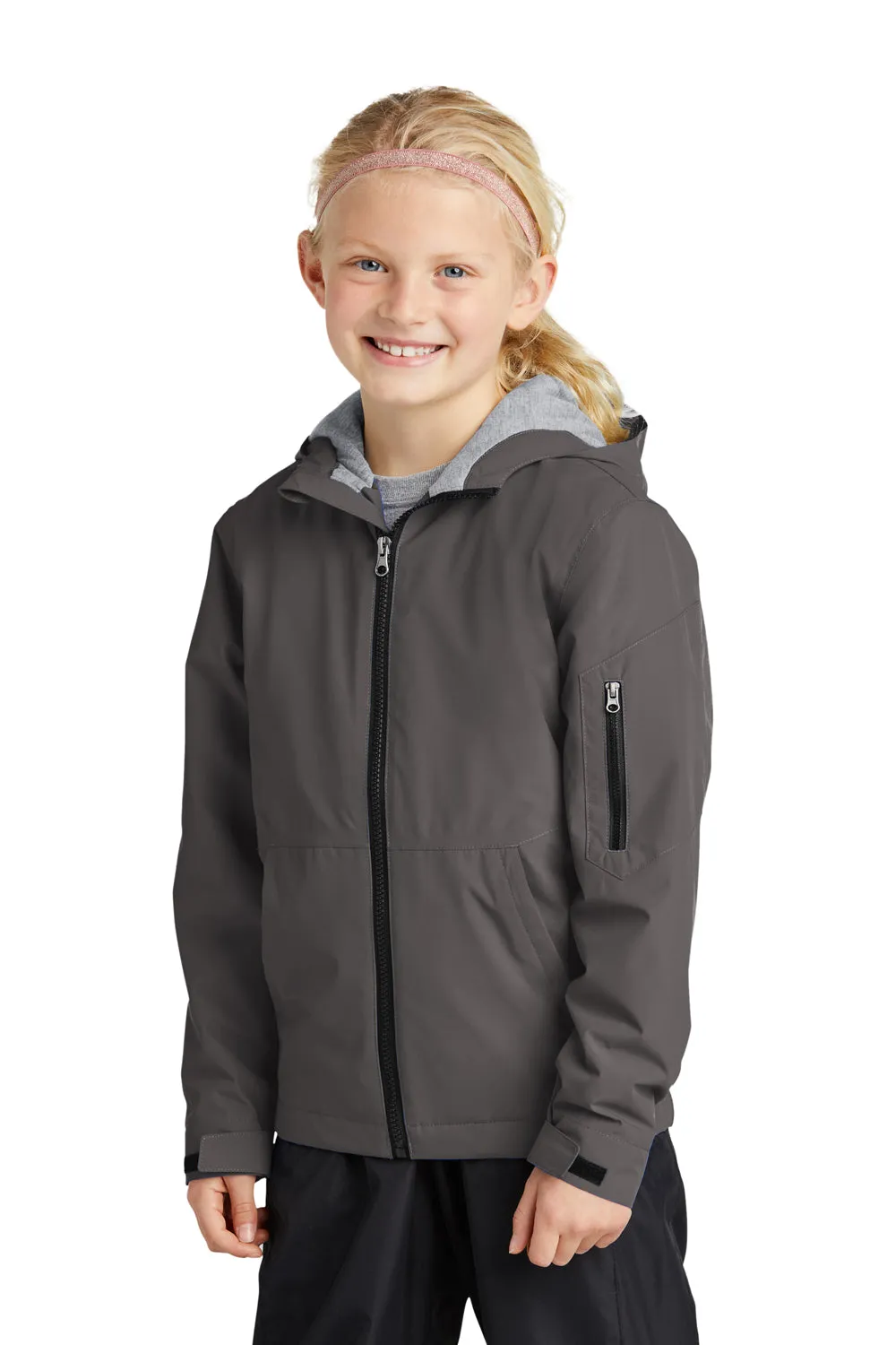 Sport-Tek Youth Waterproof Insulated Full Zip Hooded Jacket - Graphite Grey