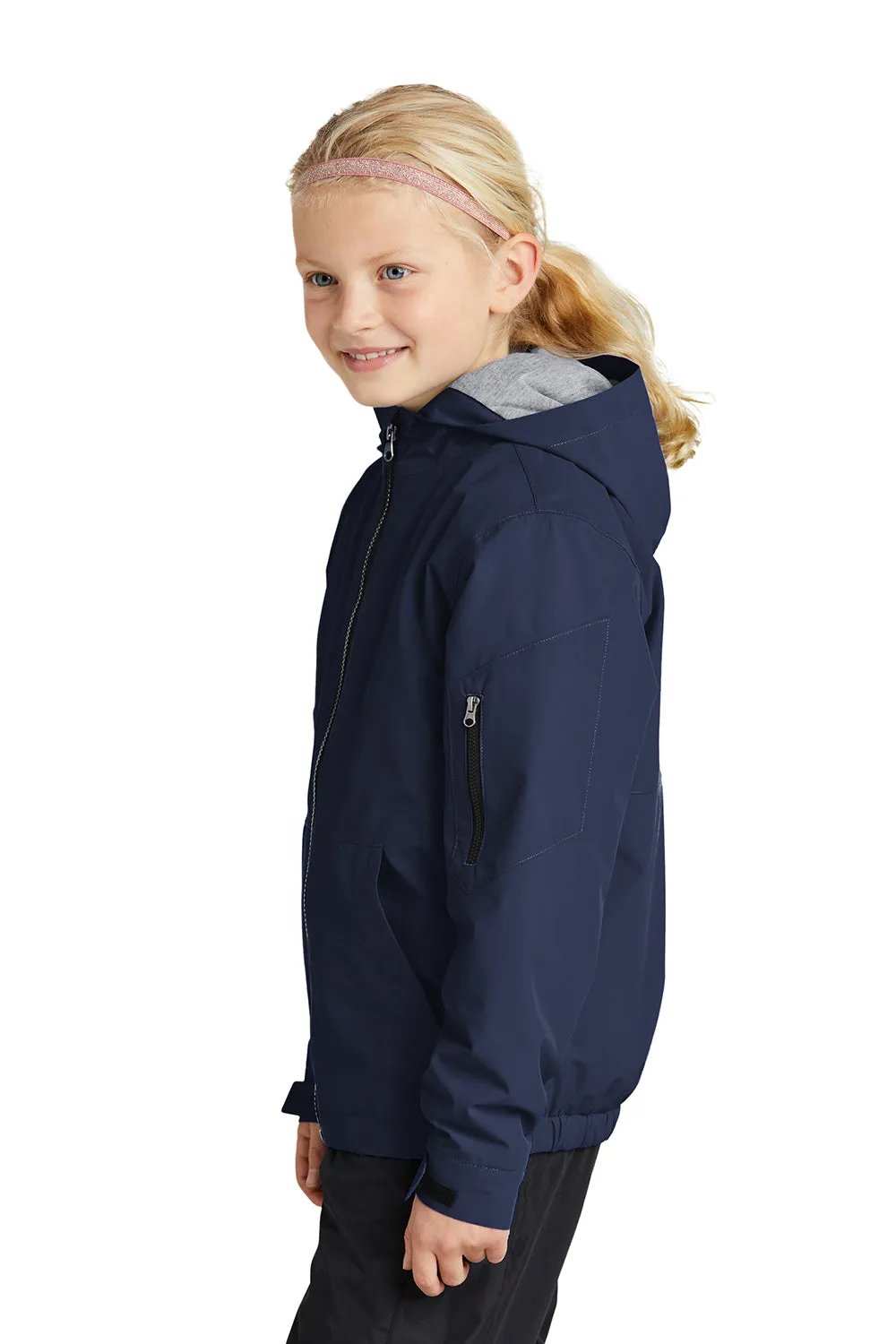 Sport-Tek Youth Waterproof Insulated Full Zip Hooded Jacket - True Navy Blue