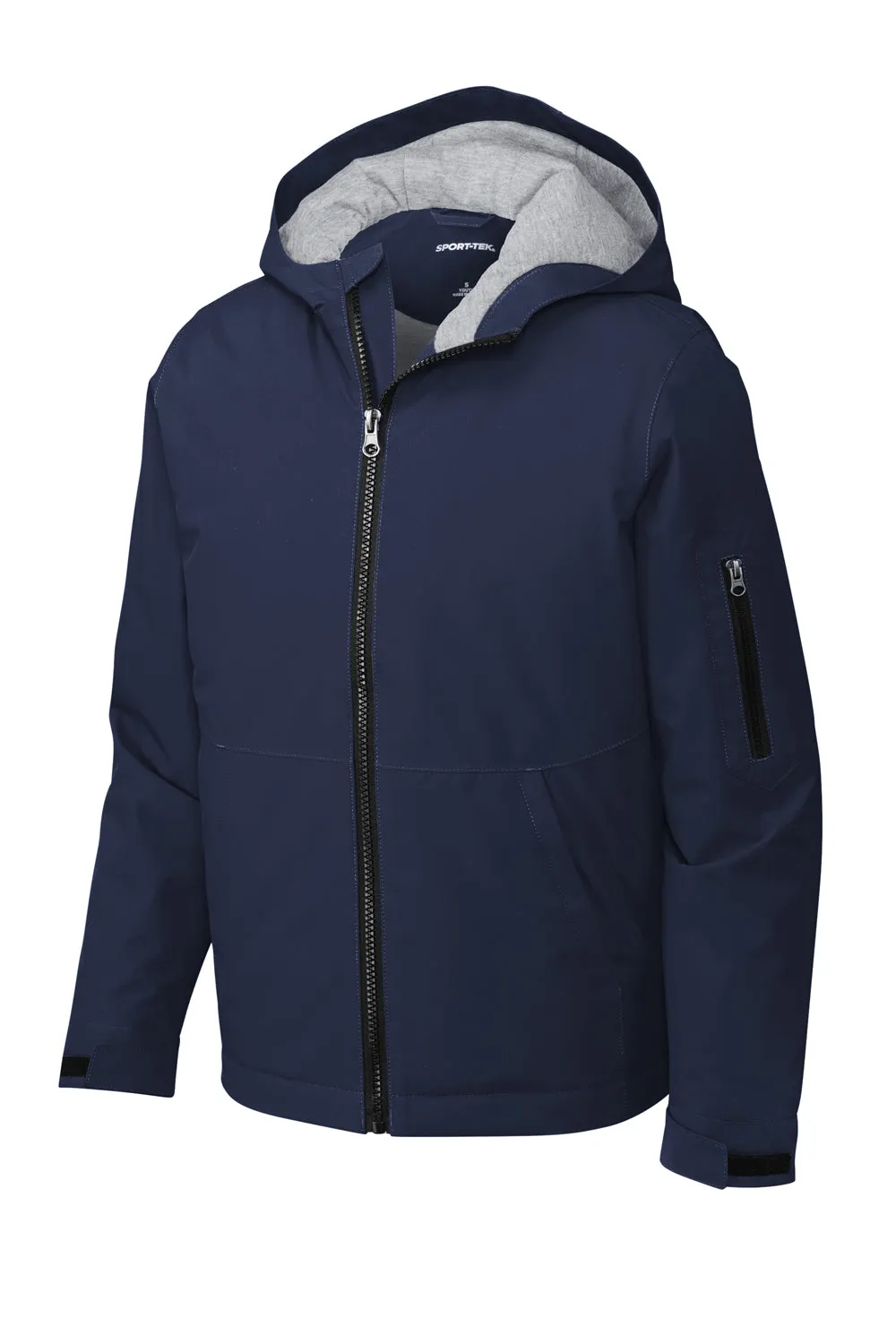Sport-Tek Youth Waterproof Insulated Full Zip Hooded Jacket - True Navy Blue