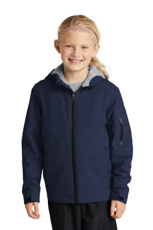 Sport-Tek Youth Waterproof Insulated Full Zip Hooded Jacket - True Navy Blue