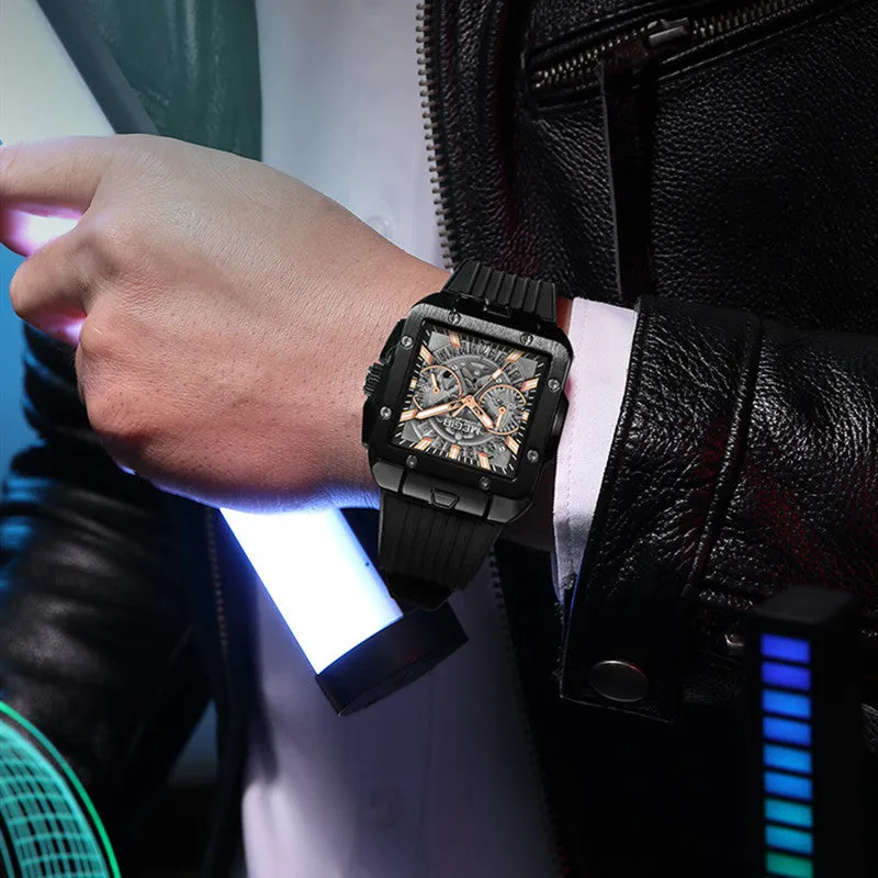 Square Men's Silicone Strap Stylish And Versatile 