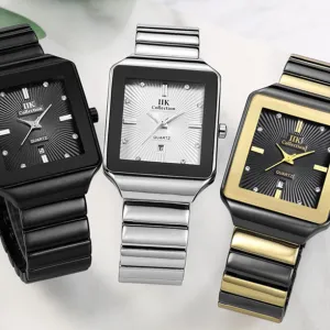 Square Waterproof Couple Watch Calendar 