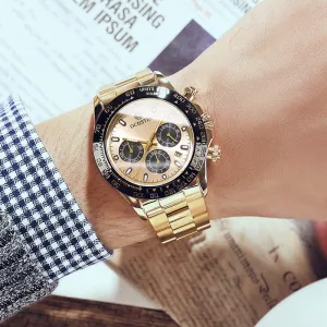 Stainless Steel Waterproof Watch Multi-function Timing Running Second 