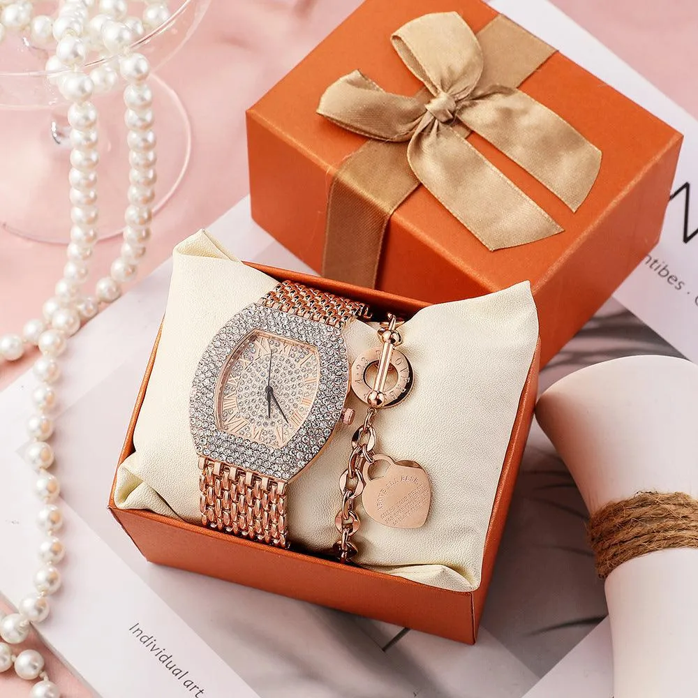 Steel Band Diamond Barrel Ladies Watch Gypsophila 