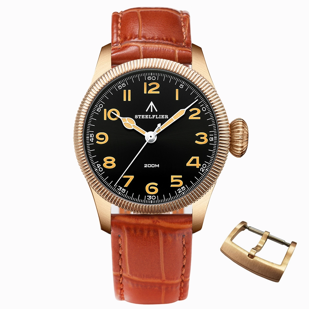 Steeldive SD1928S Bronze Pilot Watch - Onion Crown