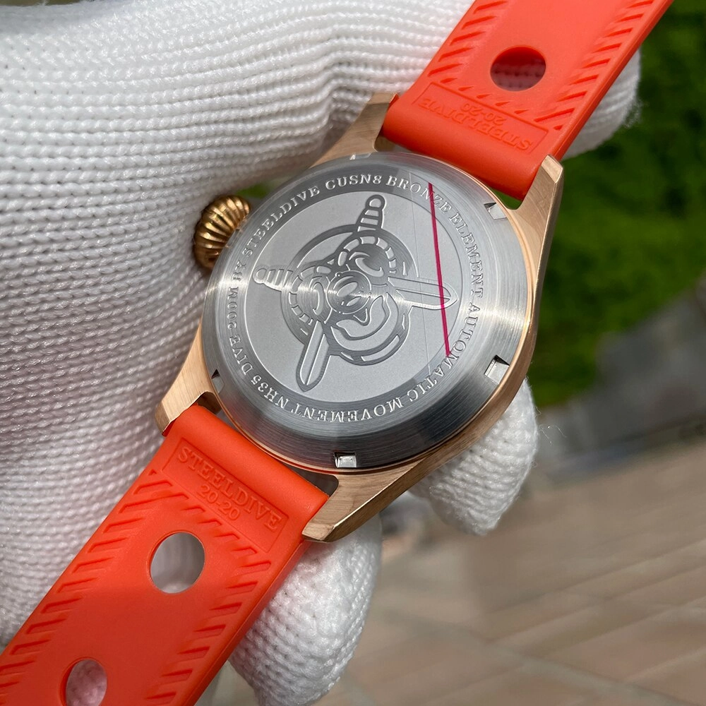 Steeldive SD1928S Bronze Pilot Watch - Onion Crown