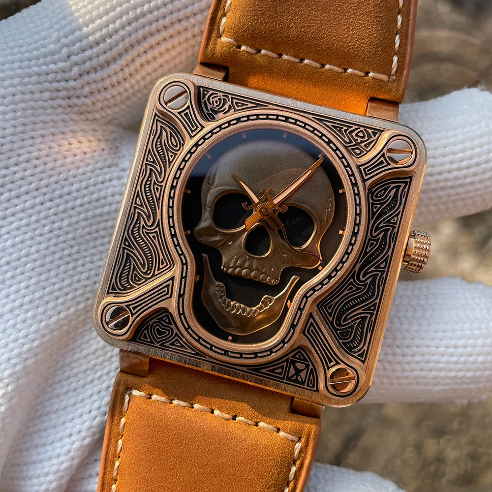 Steelflier SF761S Burning Skull Bronze Watch 