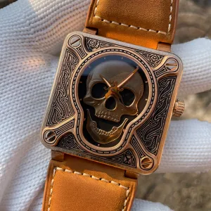Steelflier SF761S Burning Skull Bronze Watch 