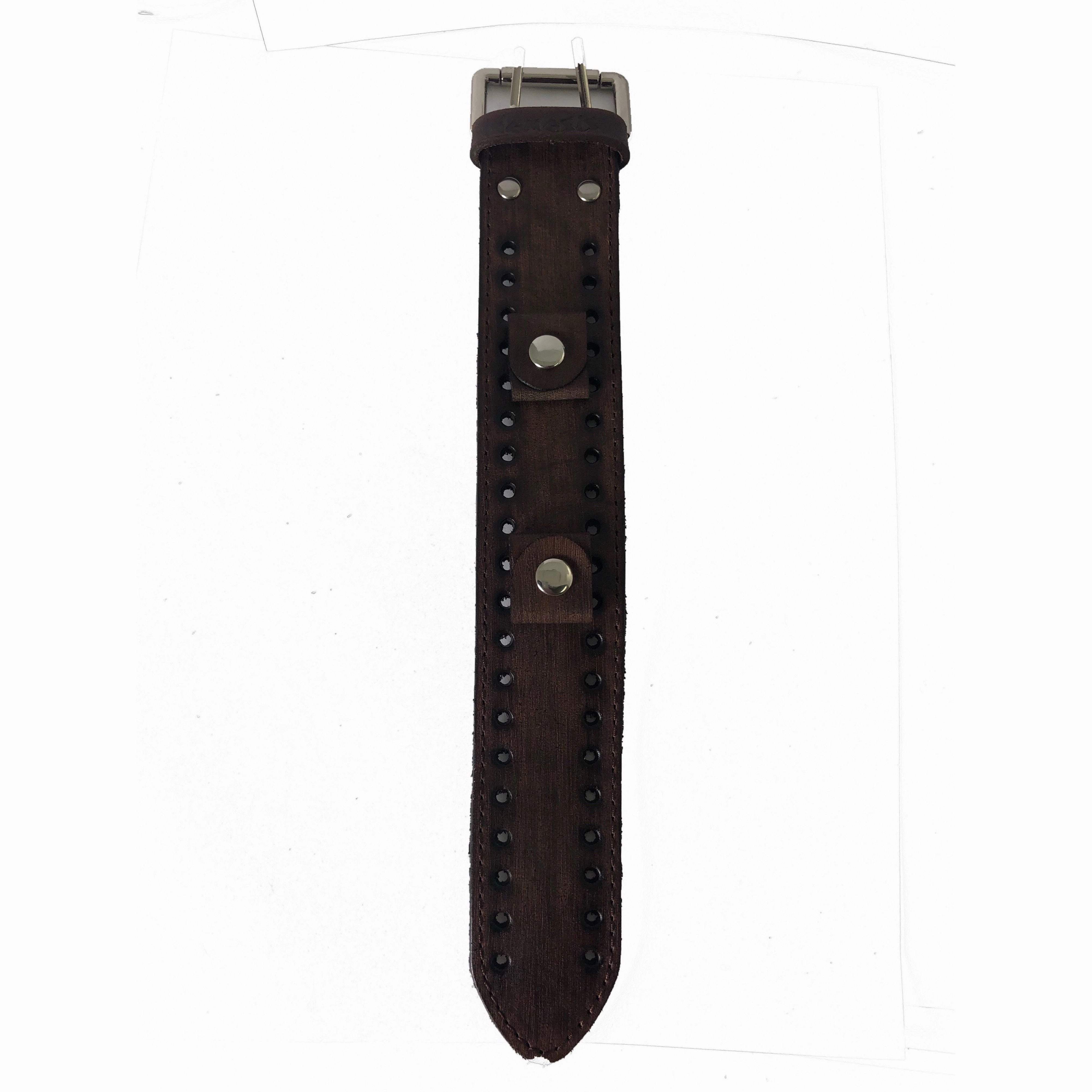 Sully Black/Orange Watch with Stitched Distressed Dark Brown Leather Cuff