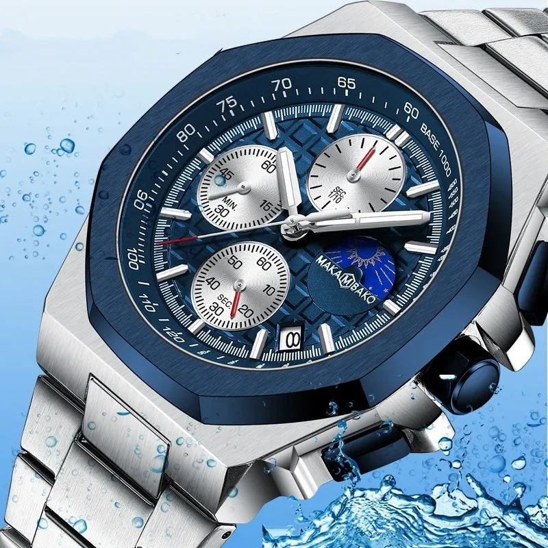 Sun Moon Star Multi-function Waterproof Watch Men 