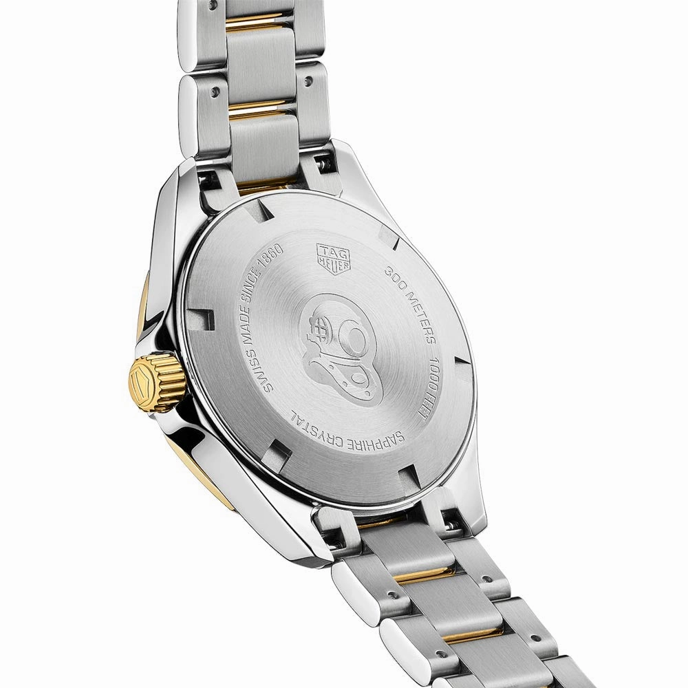 TAG Heuer Aquaracer 32mm MOP Dial 18ct Gold Plated Steel Diamond Quartz Ladies Watch WBD1322.BB0320