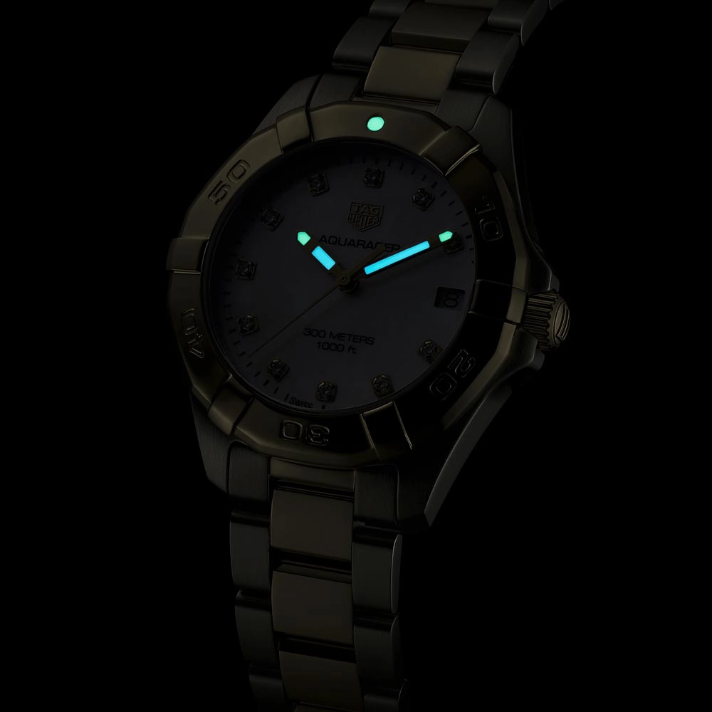 TAG Heuer Aquaracer 32mm MOP Dial 18ct Gold Plated Steel Diamond Quartz Ladies Watch WBD1322.BB0320