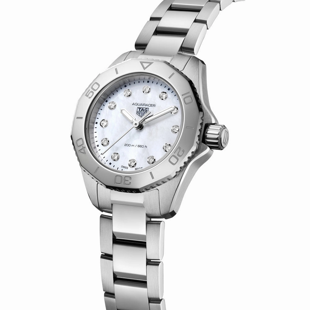 TAG Heuer Aquaracer Professional 200 30mm MOP Dial Diamond Quartz Ladies Watch WBP1416.BA0622