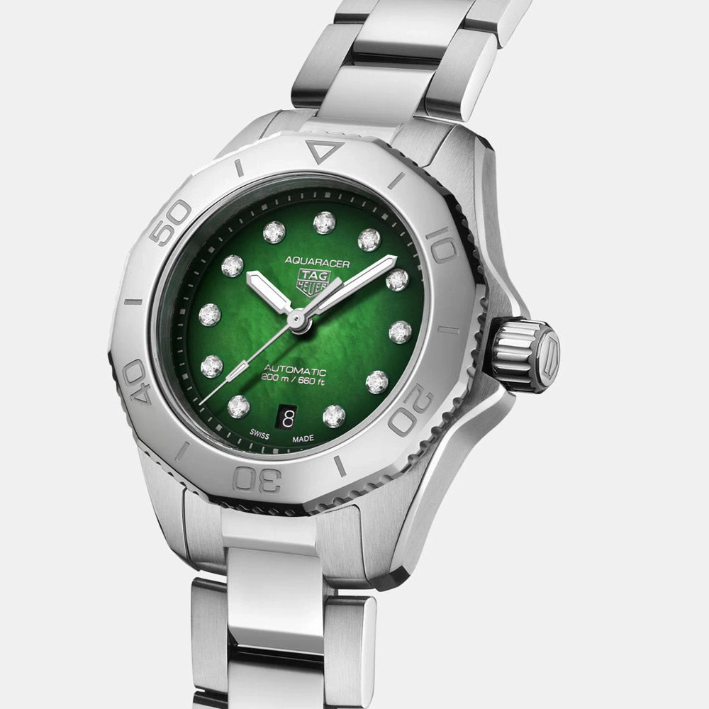 TAG Heuer Aquaracer Professional 200 Green MOP Diamond Dot Dial 30mm Automatic Ladie Watch WBP2415.BA0622