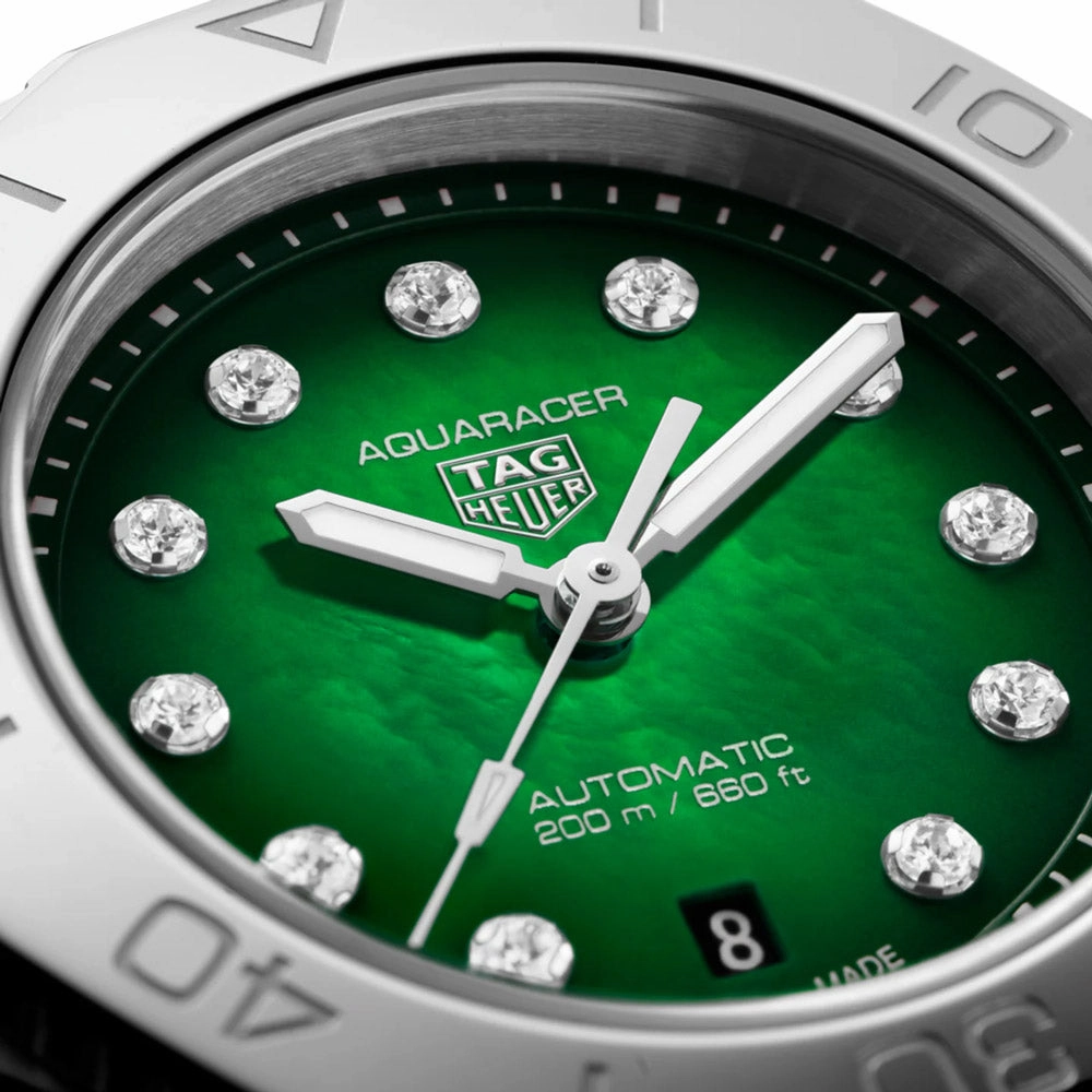 TAG Heuer Aquaracer Professional 200 Green MOP Diamond Dot Dial 30mm Automatic Ladie Watch WBP2415.BA0622