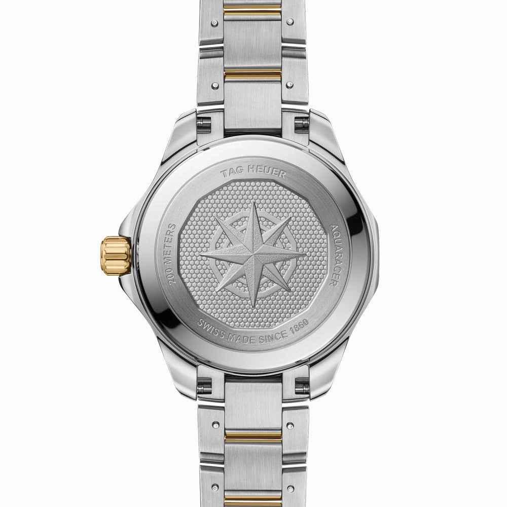TAG Heuer Aquaracer Professional 200 Solargraph 34mm Blue Diamond Dot Dial 18ct Gold Plated Steel Quartz Ladies Watch WBP1323.BB0004
