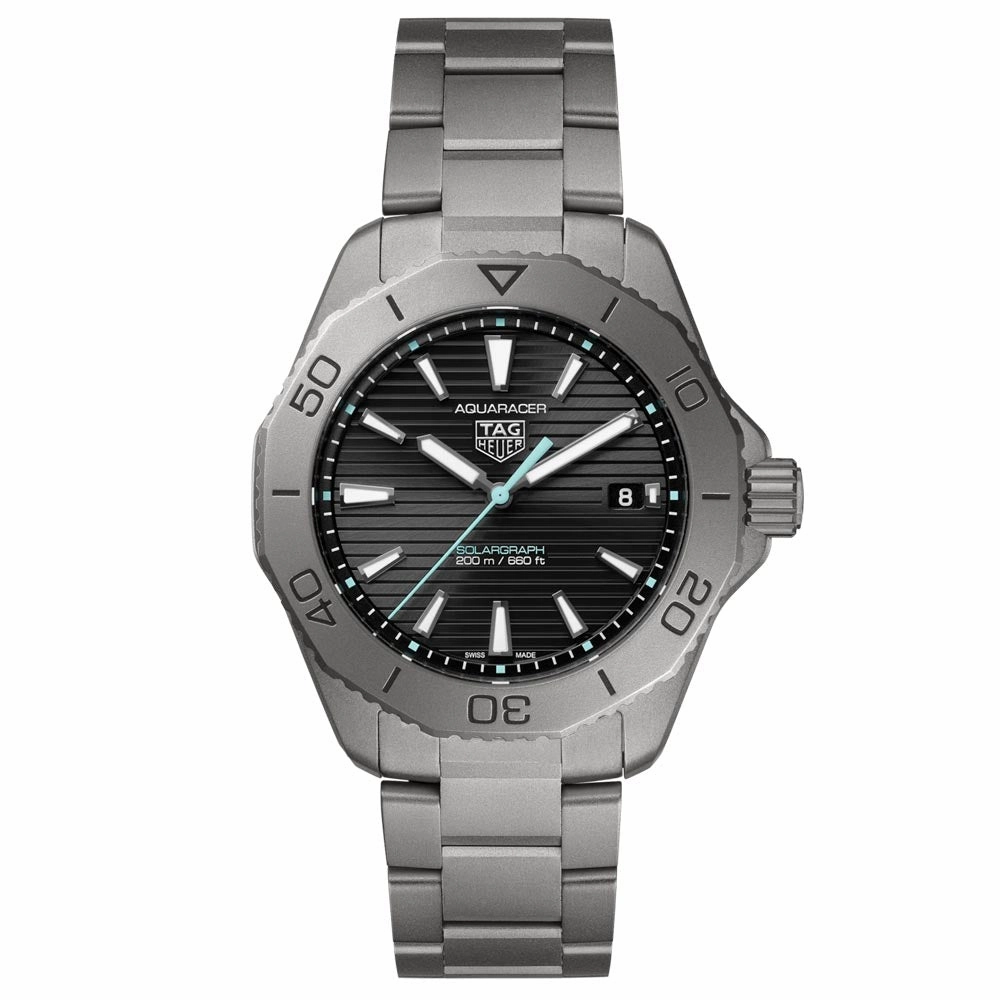 TAG Heuer Aquaracer Professional 200 Solargraph 40mm Black Dial Titanium Quartz Gents Watch WBP1180.BF0000