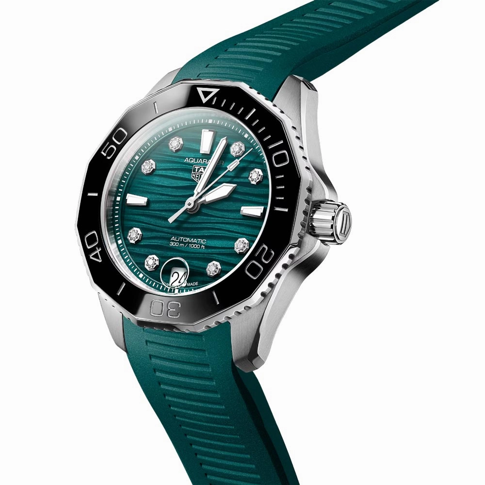 TAG Heuer Aquaracer Professional 300 36mm Blue Dial Diamond Automatic Ladies Watch WBP231G.FT6226