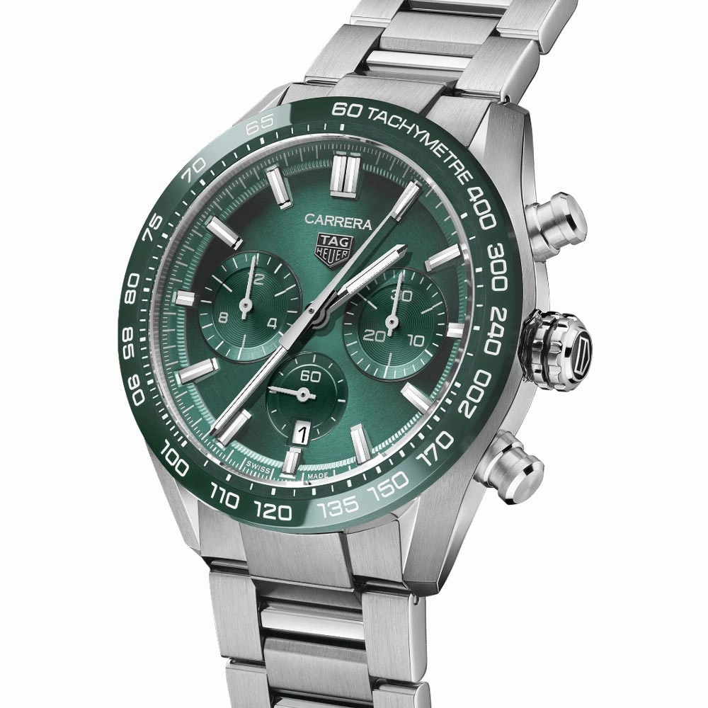 TAG Heuer Carrera 44mm Green Dial Automatic Chronograph Gents Watch CBN2A1N.BA0643