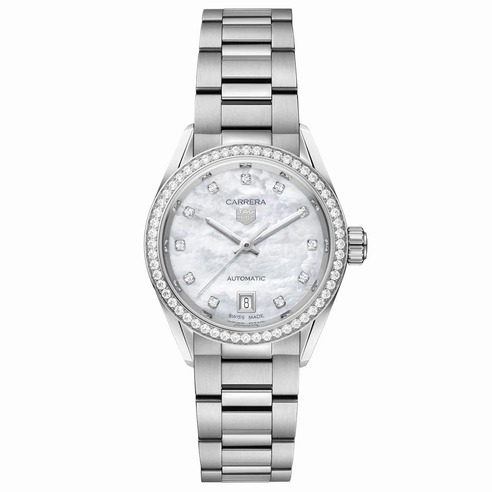 TAG Heuer Carrera Date 29mm MOP Dial Diamond Automatic Ladies Watch WBN2414.BA0621