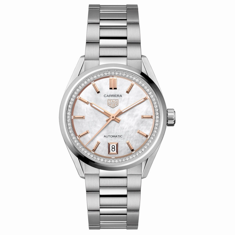 TAG Heuer Carrera Date 36mm MOP Dial Ladies Automatic Watch WBN231C.BA0001