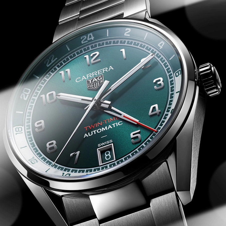 TAG Heuer Carrera Date Twin-Time GMT 41mm Green Dial Automatic Gents Watch WDA2114.BA0043