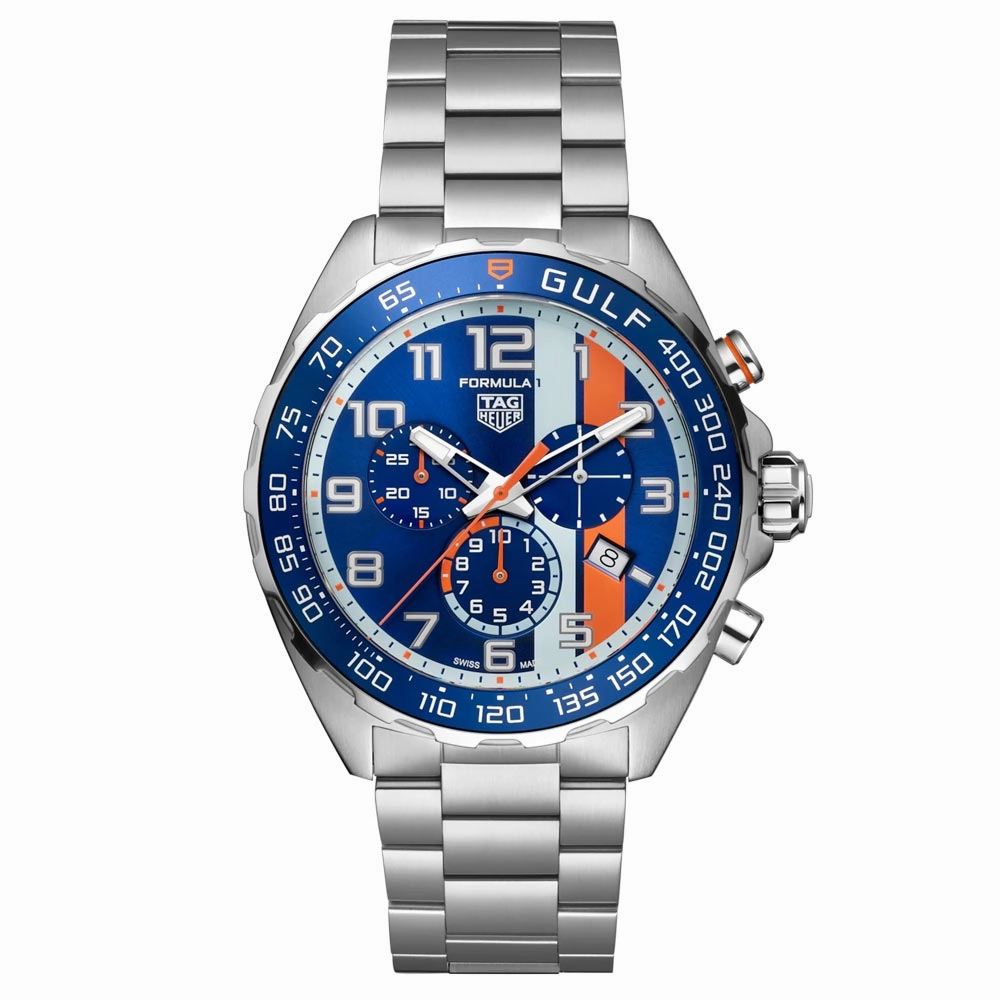 TAG Heuer Formula 1 Gulf Special Edition 43mm Blue Dial Quartz Chronograph Gents Watch CAZ101AT.BA0842