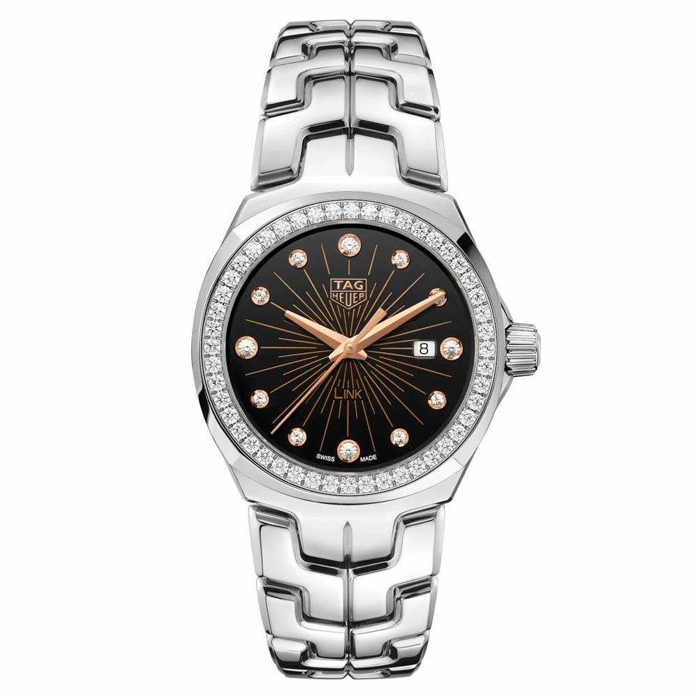TAG Heuer Link 32mm Black Dial Diamond Quartz Ladies Watch WBC131G.BA0649