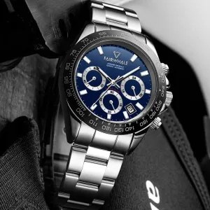 Three-eye Round Multi-functional Sports Waterproof Automatic Quartz Watch 