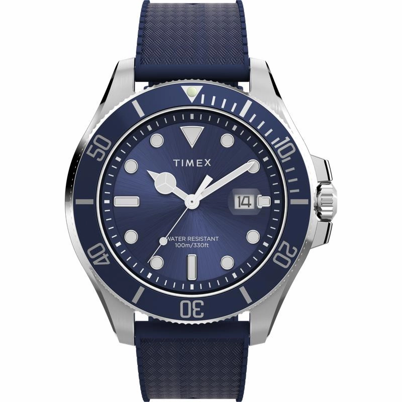 TIMEX Harborside 43mm Blue Rubber Strap Watch