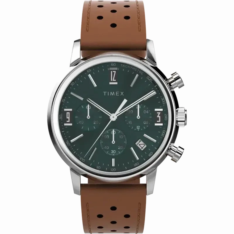 TIMEX Marlin Chronograph Tachymeter 40mm Leather Strap Watch