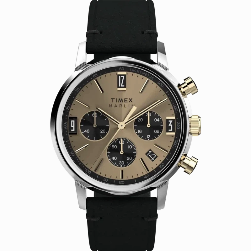 Timex Marlin Chronograph Tachymeter 40mm Leather Strap Watch