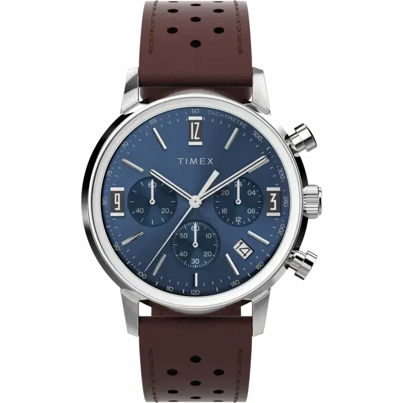 TIMEX Marlin Chronograph Tachymeter 40mm Leather Strap Watch