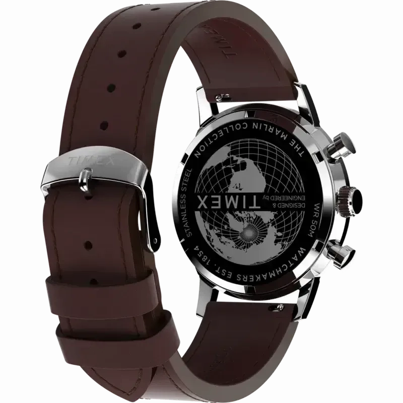 TIMEX Marlin Chronograph Tachymeter 40mm Leather Strap Watch