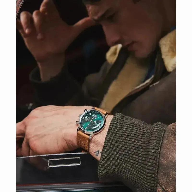 TIMEX Marlin Chronograph Tachymeter 40mm Leather Strap Watch