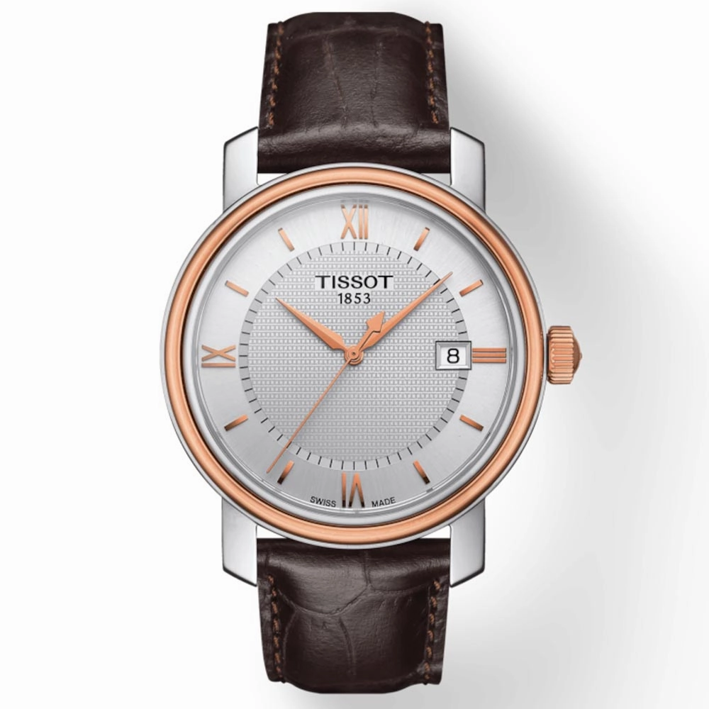 Tissot Bridgeport 40mm Silver Dial Rose Gold PVD Steel Gents Quartz Watch T0974102603800