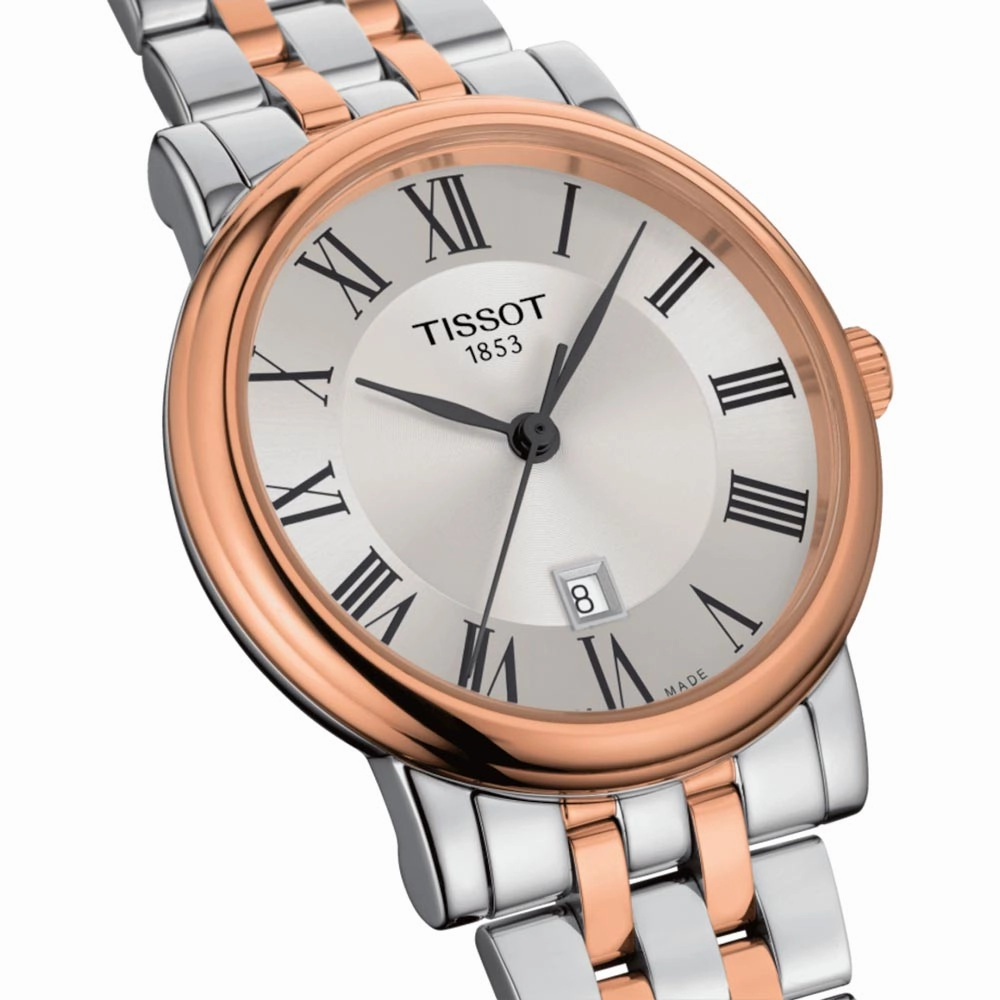 Tissot Carson Premium Lady 30mm Silver Dial Rose Gold PVD Steel Quartz Watch T1222102203301