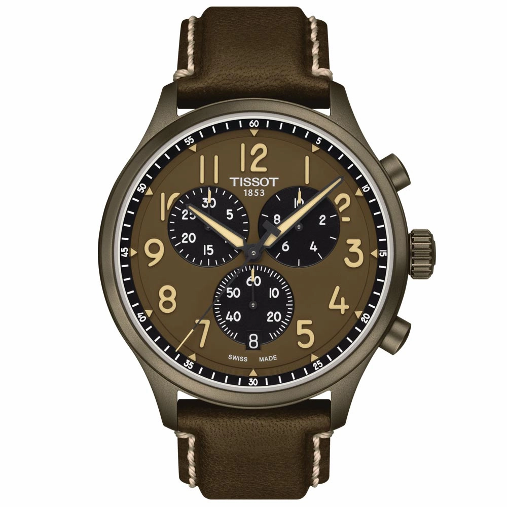 Tissot Chrono XL 45mm Khaki Dial Khaki PVD Steel Gents Quartz Watch T1166173609200