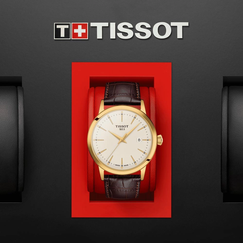 Tissot Classic Dream 42mm Ivory Dial Yellow Gold PVD Steel Quartz Gents Watch T1294103626100
